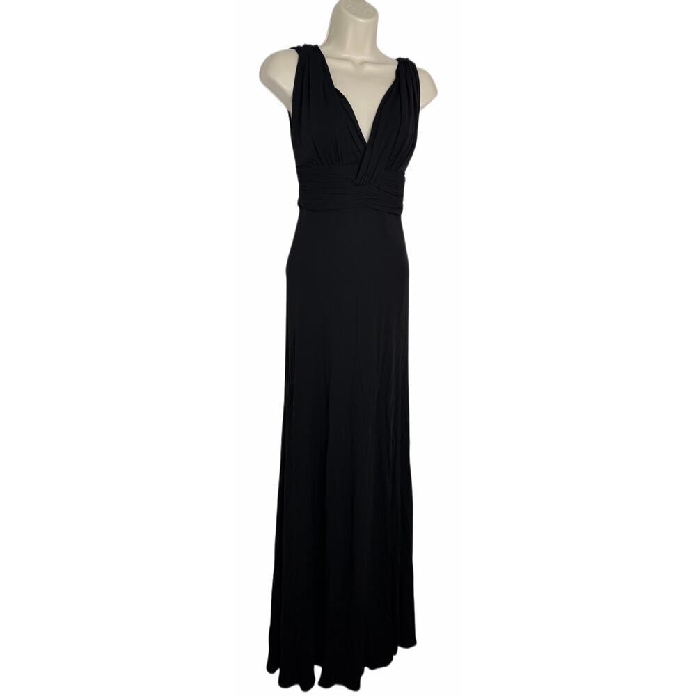 Issa London Evening Black V Neck Sleeveless Mesh Long Maxi Dress Size 2 - Picture 2 of 7
